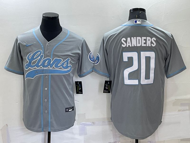 Men Detroit Lions #20 Sanders Grey 2022 Nike Co branded NFL Jersey->new orleans saints->NFL Jersey